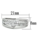 Alamode Rhodium Brass Ring with AAA Grade CZ in Clear - Flyclothing LLC