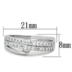 Alamode Rhodium Brass Ring with AAA Grade CZ in Clear - Flyclothing LLC