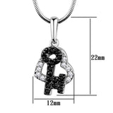 Alamode Rhodium + Ruthenium Brass Chain Pendant with AAA Grade CZ in Black Diamond - Alamode