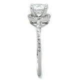 Alamode Rhodium Brass Ring with AAA Grade CZ in Clear - Flyclothing LLC