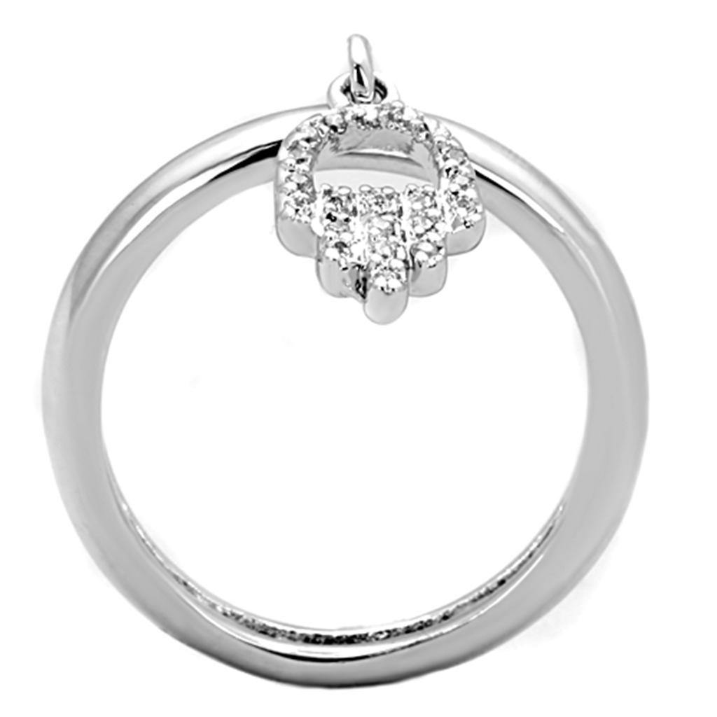 Alamode Rhodium Brass Ring with AAA Grade CZ in Clear - Flyclothing LLC