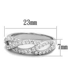 Alamode Rhodium Brass Ring with AAA Grade CZ in Clear - Flyclothing LLC