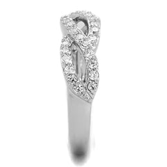 Alamode Rhodium Brass Ring with AAA Grade CZ in Clear - Flyclothing LLC