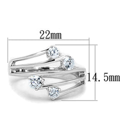 Alamode Rhodium Brass Ring with AAA Grade CZ in Clear - Flyclothing LLC