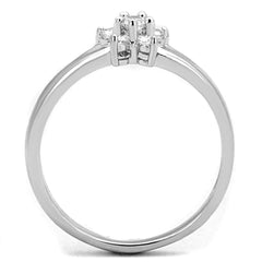 Alamode Rhodium Brass Ring with AAA Grade CZ in Clear - Flyclothing LLC