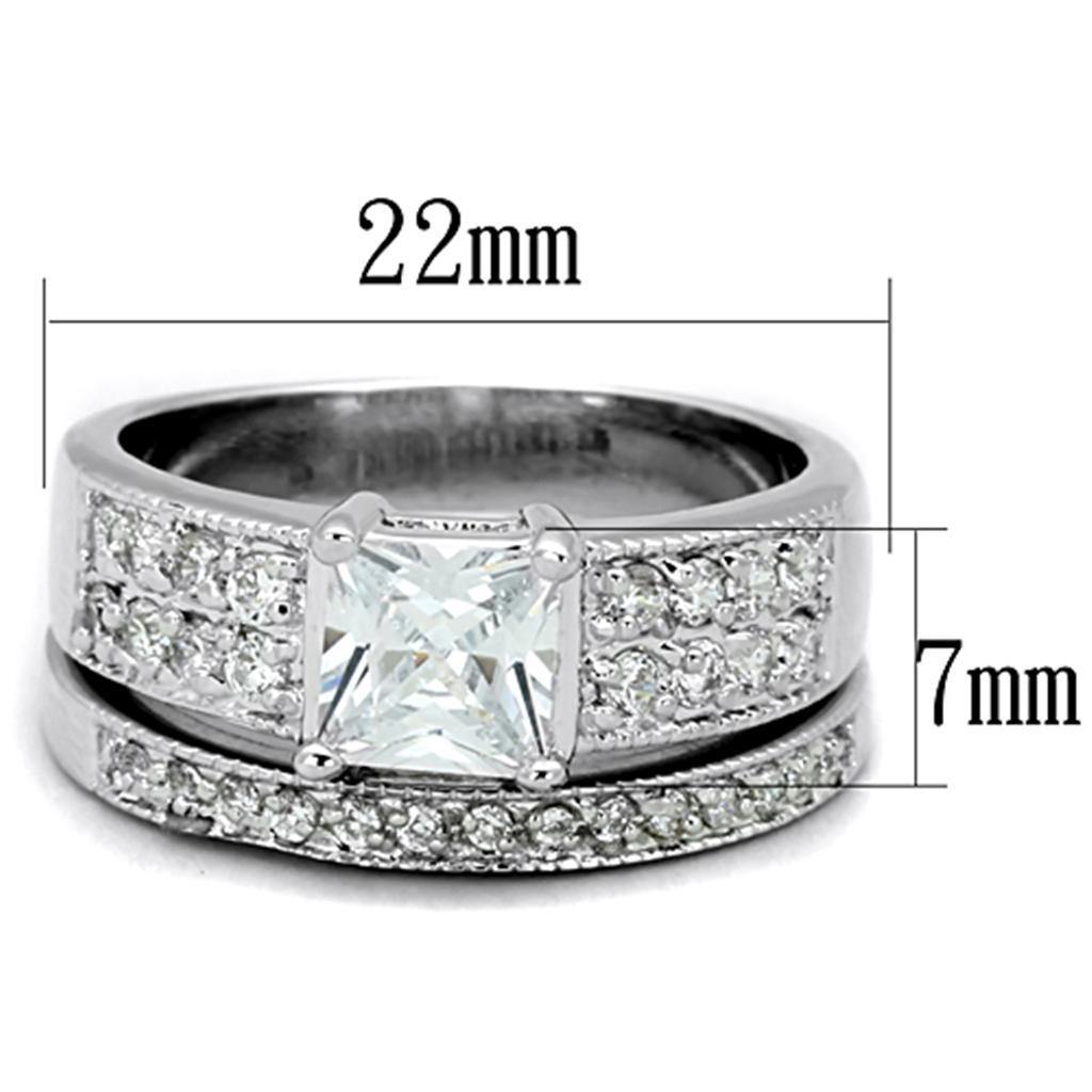 Alamode Rhodium Brass Ring with AAA Grade CZ in Clear - Flyclothing LLC