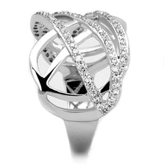 Alamode Rhodium Brass Ring with AAA Grade CZ in Clear - Flyclothing LLC