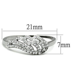 Alamode Rhodium Brass Ring with AAA Grade CZ in Clear - Flyclothing LLC