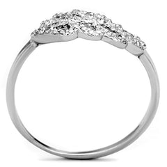 Alamode Rhodium Brass Ring with AAA Grade CZ in Clear - Flyclothing LLC