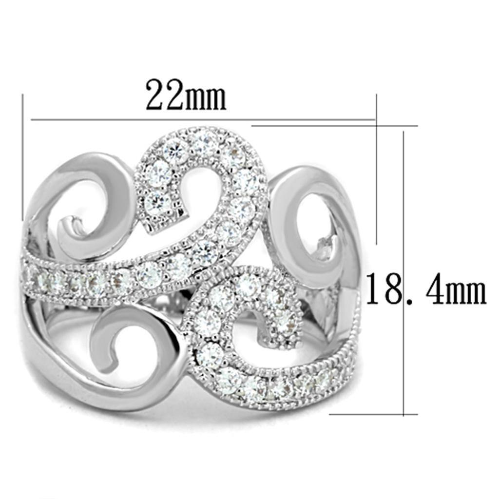 Alamode Rhodium Brass Ring with AAA Grade CZ in Clear - Flyclothing LLC