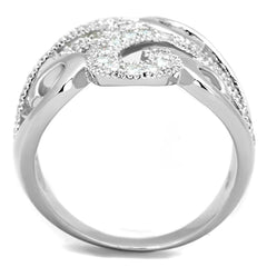 Alamode Rhodium Brass Ring with AAA Grade CZ in Clear - Alamode