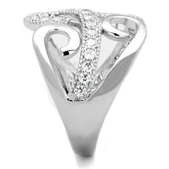 Alamode Rhodium Brass Ring with AAA Grade CZ in Clear - Alamode