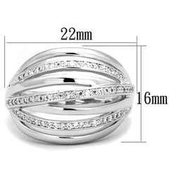 Alamode Rhodium Brass Ring with AAA Grade CZ in Clear - Alamode