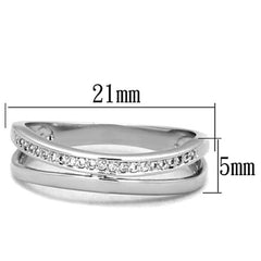 Alamode Rhodium Brass Ring with AAA Grade CZ in Clear - Flyclothing LLC