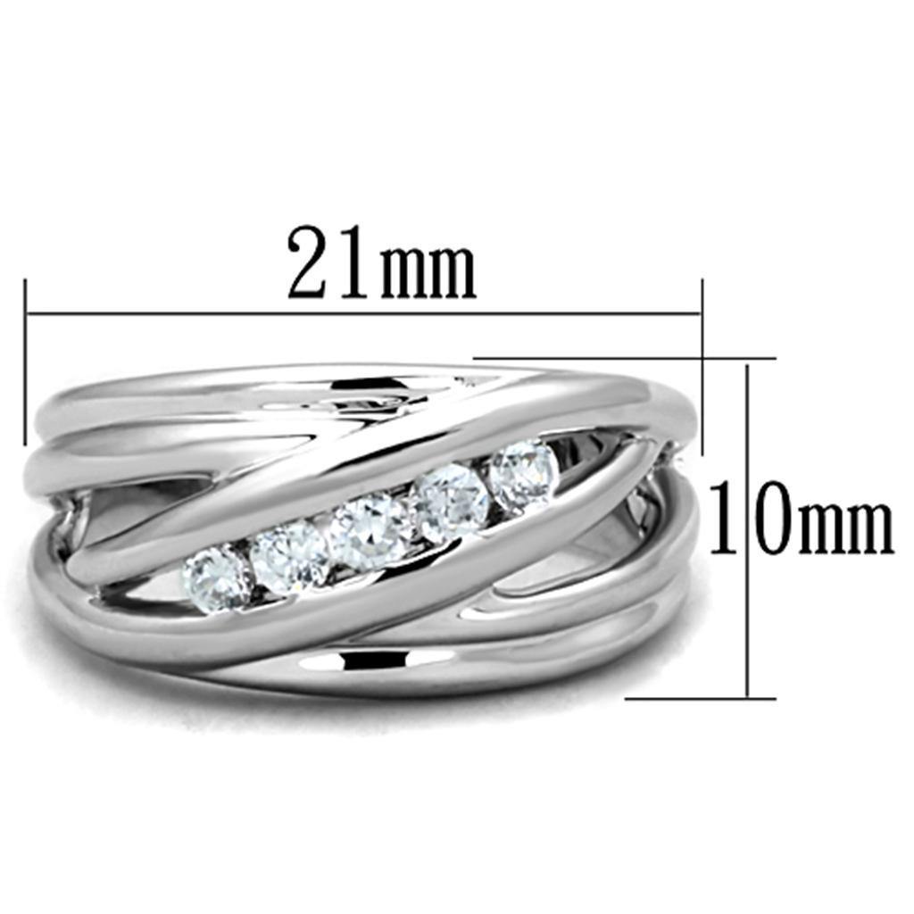 Alamode Rhodium Brass Ring with AAA Grade CZ in Clear - Flyclothing LLC