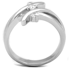 Alamode Rhodium Brass Ring with AAA Grade CZ in Clear - Flyclothing LLC