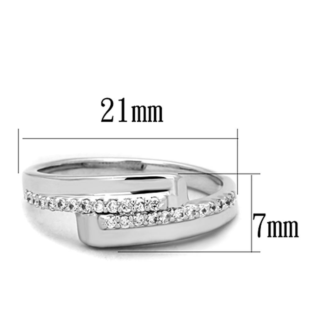 Alamode Rhodium Brass Ring with AAA Grade CZ in Clear - Flyclothing LLC