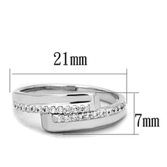 Alamode Rhodium Brass Ring with AAA Grade CZ in Clear - Flyclothing LLC