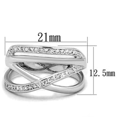 Alamode Rhodium Brass Ring with AAA Grade CZ in Clear - Flyclothing LLC