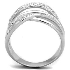 Alamode Rhodium Brass Ring with AAA Grade CZ in Clear - Flyclothing LLC