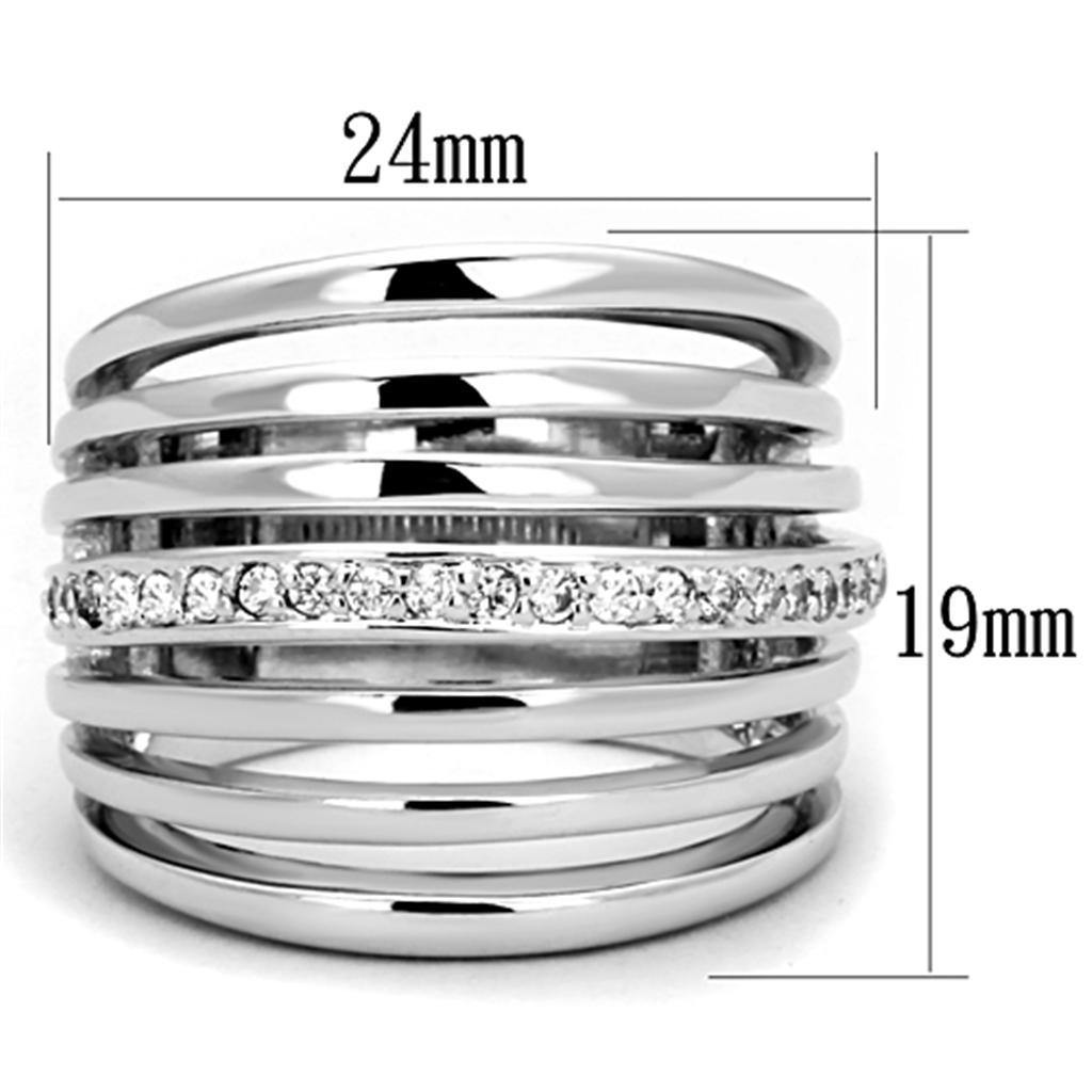 Alamode Rhodium Brass Ring with AAA Grade CZ in Clear - Flyclothing LLC