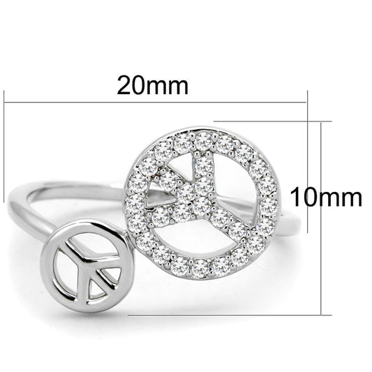 Alamode Rhodium Brass Ring with AAA Grade CZ in Clear - Flyclothing LLC