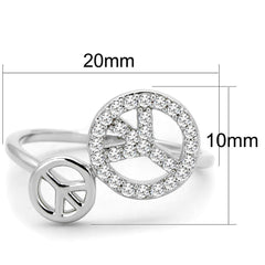 Alamode Rhodium Brass Ring with AAA Grade CZ in Clear - Flyclothing LLC