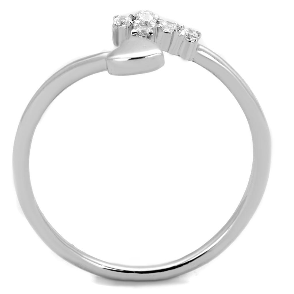 Alamode Rhodium Brass Ring with AAA Grade CZ in Clear - Flyclothing LLC