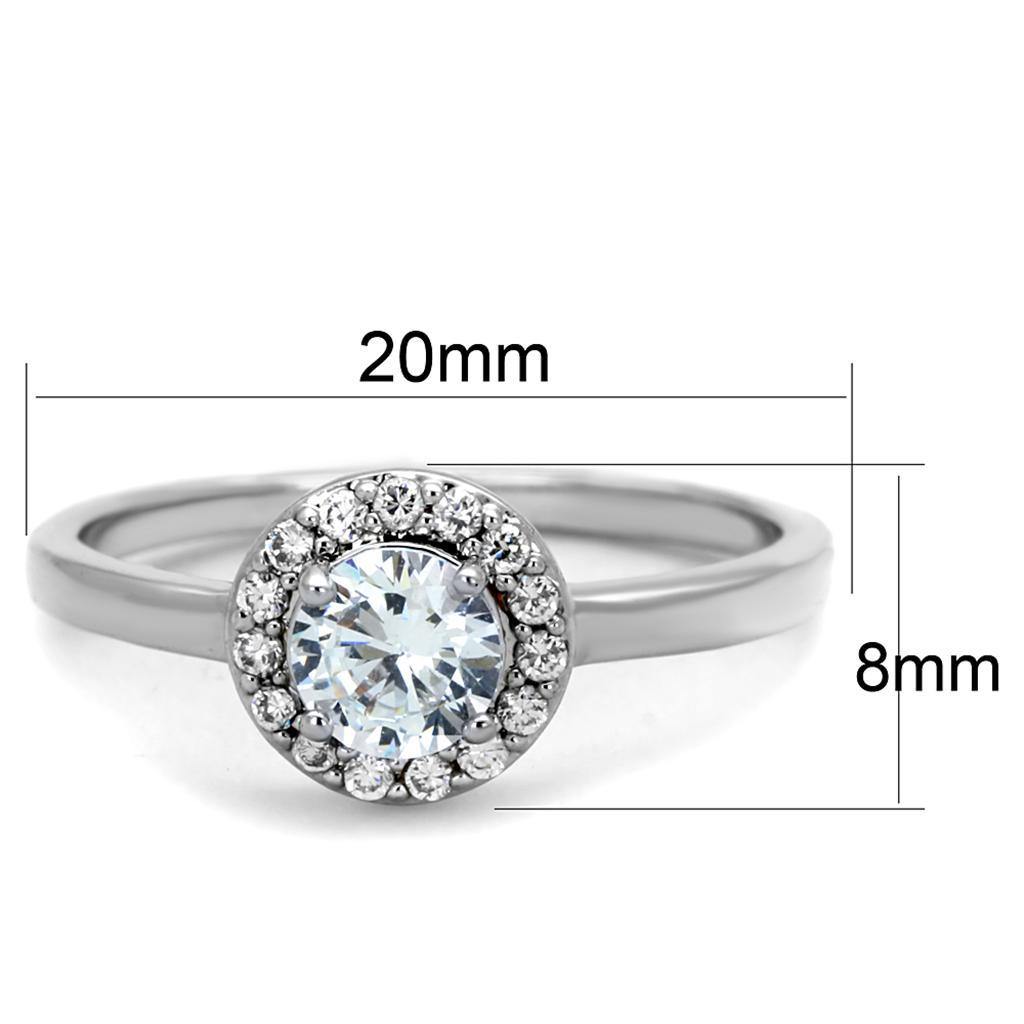 Alamode Rhodium Brass Ring with AAA Grade CZ in Clear - Flyclothing LLC