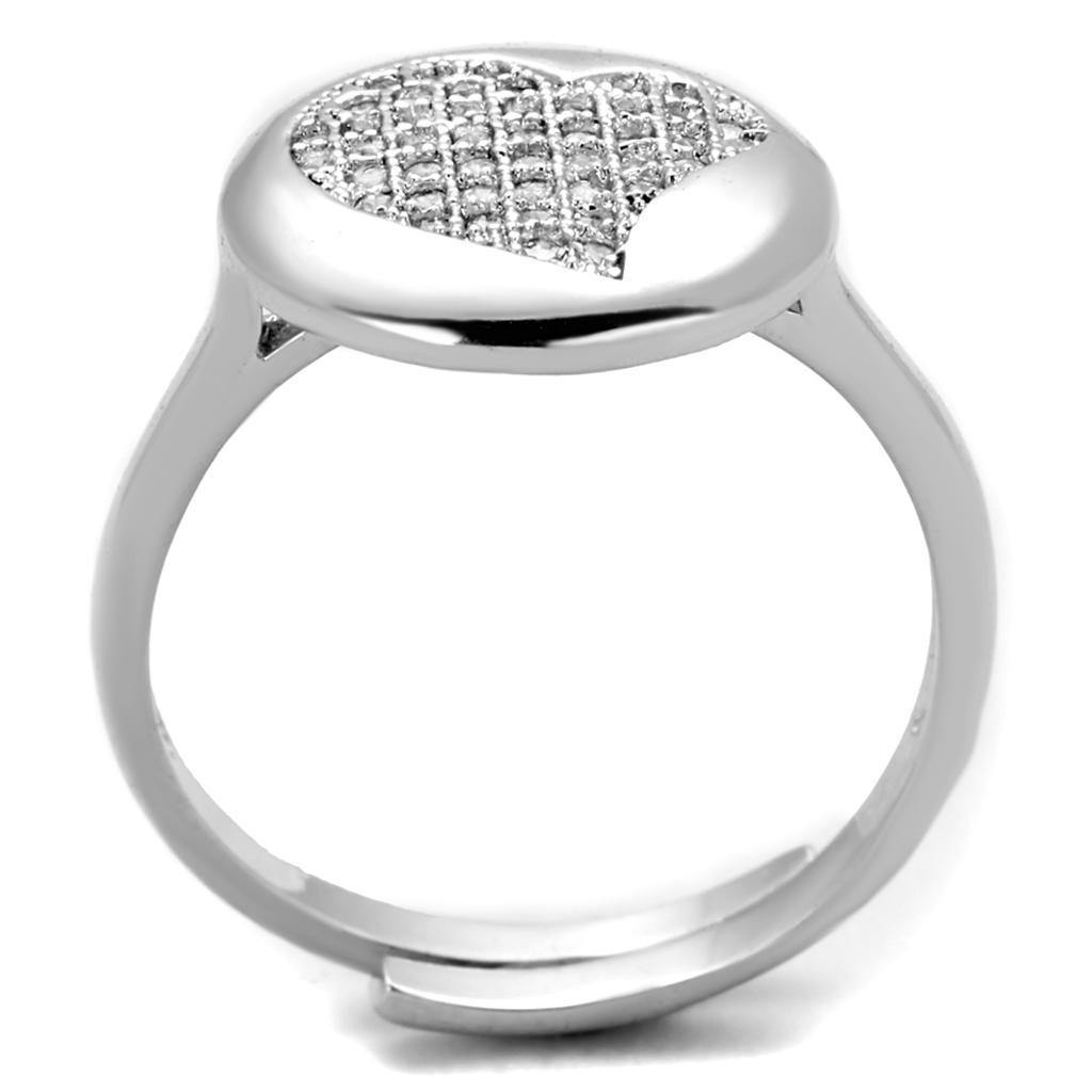 Alamode Rhodium Brass Ring with AAA Grade CZ in Clear - Flyclothing LLC