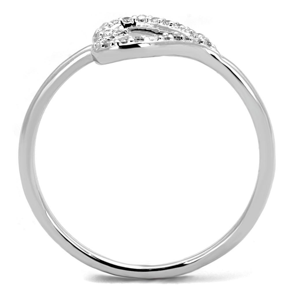 Alamode Rhodium Brass Ring with AAA Grade CZ in Clear - Flyclothing LLC