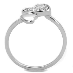 Alamode Rhodium Brass Ring with AAA Grade CZ in Clear - Flyclothing LLC