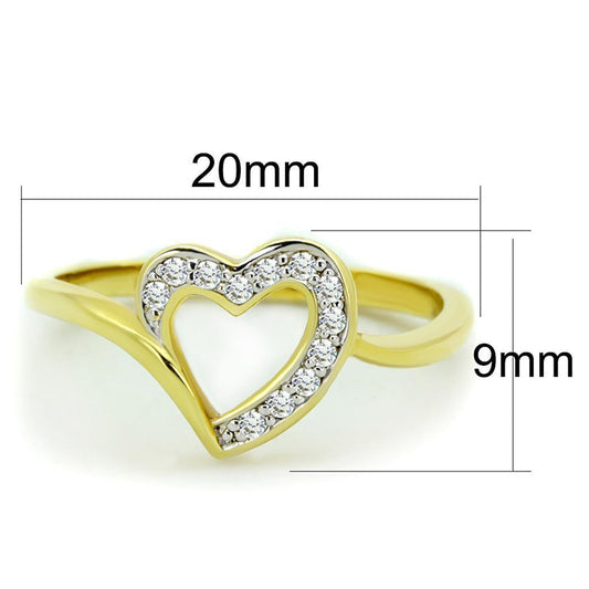 Alamode Gold+Rhodium Brass Ring with AAA Grade CZ in Clear - Flyclothing LLC