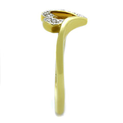 Alamode Gold+Rhodium Brass Ring with AAA Grade CZ in Clear - Flyclothing LLC