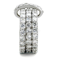 Alamode Rhodium Brass Ring with AAA Grade CZ in Clear - Flyclothing LLC