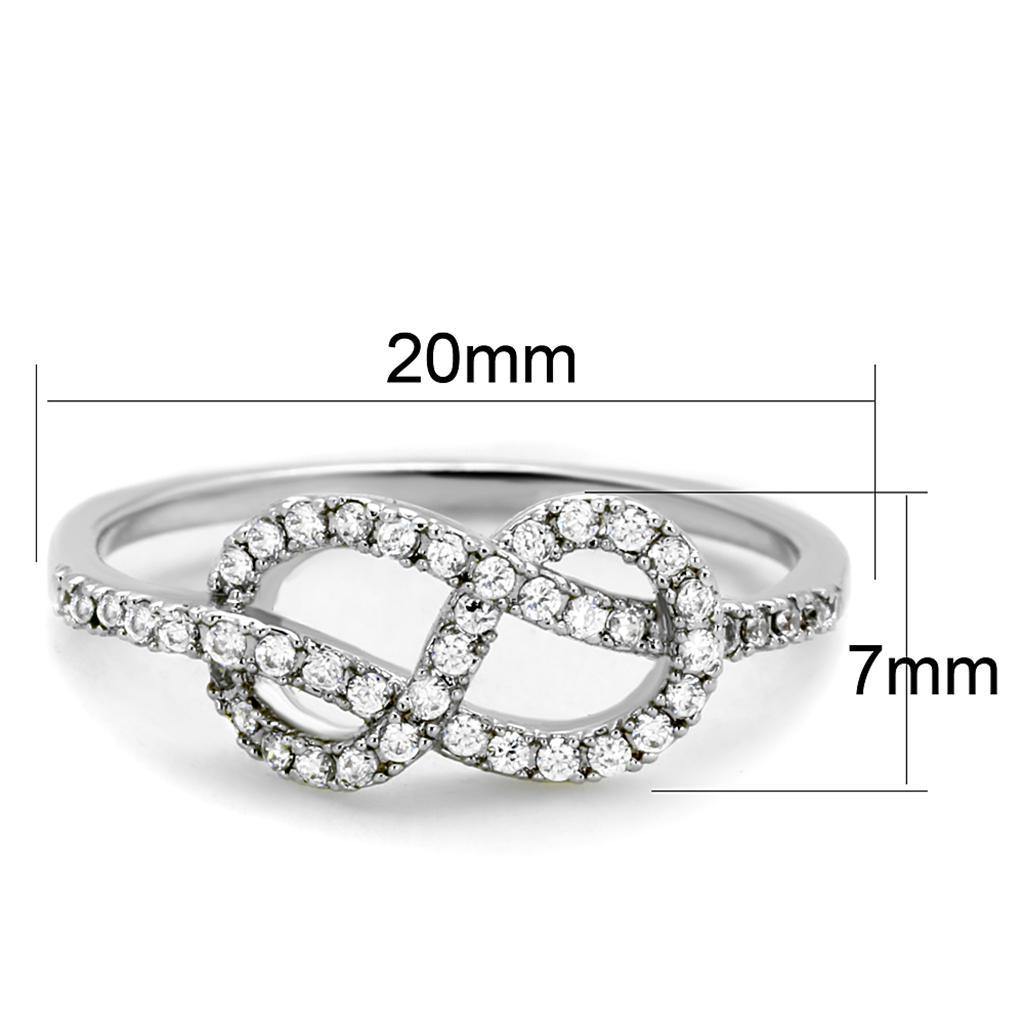 Alamode Rhodium Brass Ring with AAA Grade CZ in Clear - Flyclothing LLC