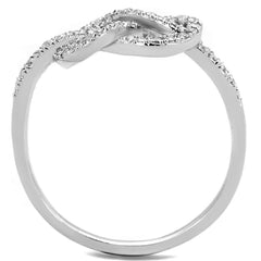 Alamode Rhodium Brass Ring with AAA Grade CZ in Clear - Flyclothing LLC