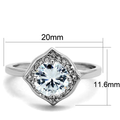 Alamode Rhodium Brass Ring with AAA Grade CZ in Clear - Flyclothing LLC