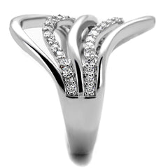 Alamode Rhodium Brass Ring with AAA Grade CZ in Clear - Flyclothing LLC