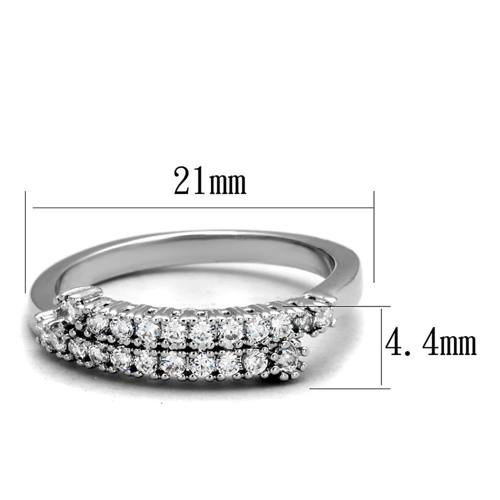 Alamode Rhodium Brass Ring with AAA Grade CZ in Clear - Flyclothing LLC