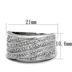 Alamode Rhodium Brass Ring with AAA Grade CZ in Clear - Flyclothing LLC