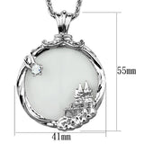 Alamode Rhodium Brass Magnifier pendant with Top Grade Crystal in Clear - Flyclothing LLC