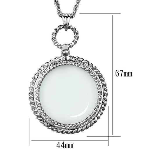 Alamode Rhodium Brass Magnifier pendant with Synthetic Synthetic Glass in Clear - Flyclothing LLC