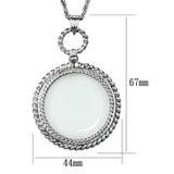 Alamode Rhodium Brass Magnifier pendant with Synthetic Synthetic Glass in Clear - Flyclothing LLC