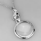 Alamode Rhodium Brass Magnifier pendant with Top Grade Crystal in Clear - Flyclothing LLC