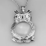 Alamode Rhodium Brass Magnifier pendant with Top Grade Crystal in Clear - Flyclothing LLC