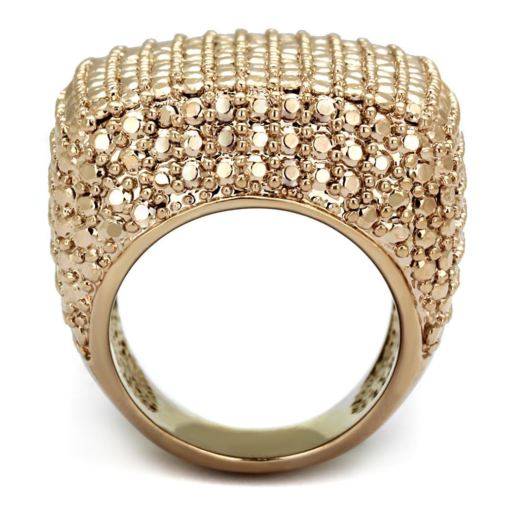 Alamode IP Rose Gold(Ion Plating) Brass Ring with AAA Grade CZ in Metallic Light Gold - Flyclothing LLC