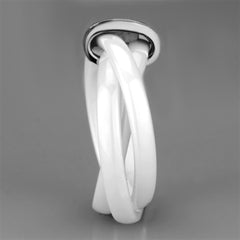 Alamode High polished (no plating) Stainless Steel Ring with Ceramic in White - Flyclothing LLC