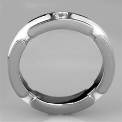 Alamode High polished (no plating) Stainless Steel Ring with Ceramic in White - Flyclothing LLC