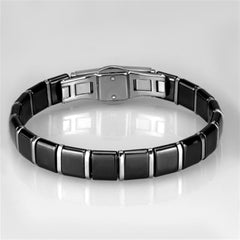 Alamode High polished (no plating) Stainless Steel Bracelet with Ceramic in Jet - Flyclothing LLC